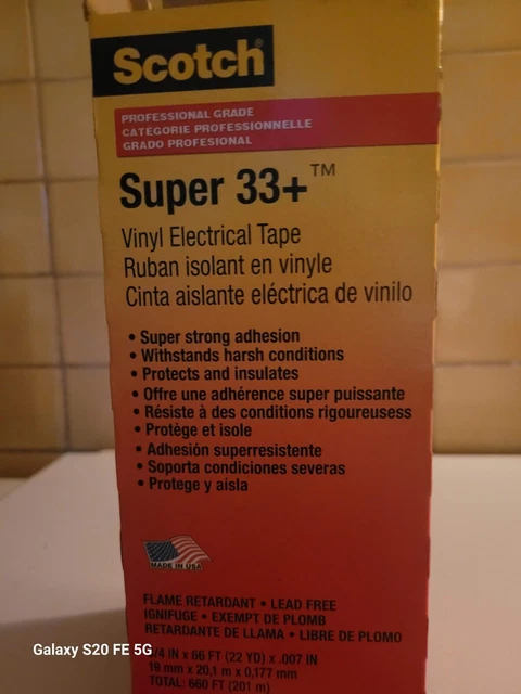 10 paquets RUBAN ISOLANT EN VINYLE SUPER 33+ - 19mmx20.1mx0.177mm