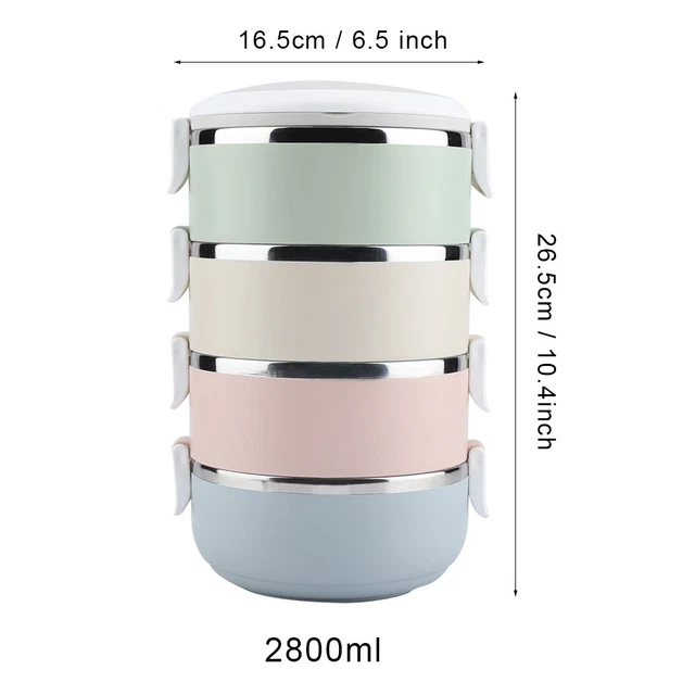 4 capas 2800 ml caja de almuerzo portátil de acero inoxidable contenedor caja de bento comida