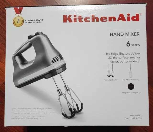 KitchenAid 6 Speed Hand Mixer with Flex Edge Beaters KHM6118 Contour Silver  KHM6118CU - Best Buy