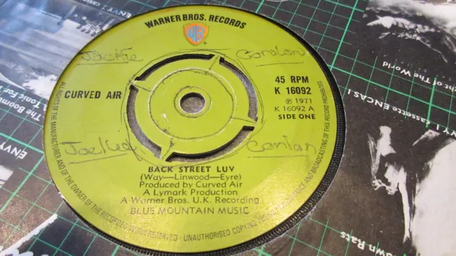 Curved Air Back Street Luv 7" 1971 **VG**