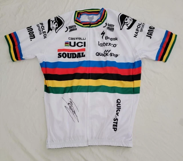Remco Evenepoel signed 2023 World Champion cycling jersey team Soudal Quick-Step Remco Evenepoel signed 2023 World Champion cycling jersey team Soudal Quick-Step