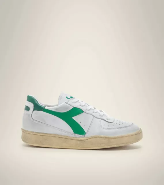 Diadora Heritage Mi Basket Niedrig Used Weiß Grün Neu SS23 201.179043_C683