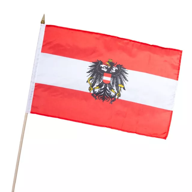 Österreich mit Adler Flagge, Stockfahne, Flagge Fahnen 30x45 cm