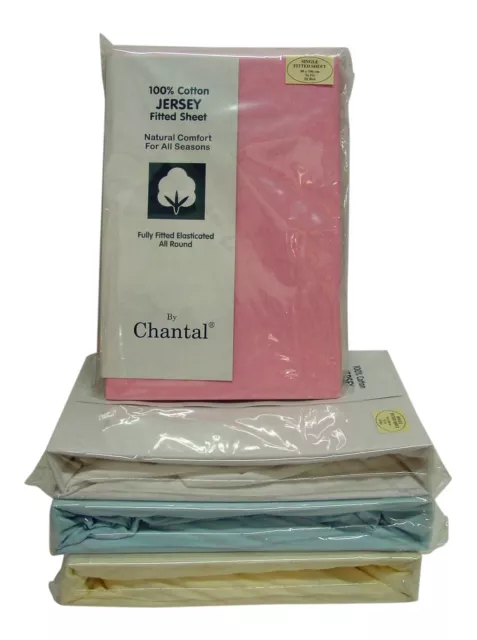 Single Bed Soft Cotton Jersey Fitted Sheet Blue Cream Pink White Elasticated