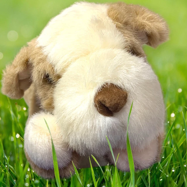 PRESTIGE TOY CORP Stuffed Plush PUPPY Dog White Brown Saint Bernard 1990 VINTAGE