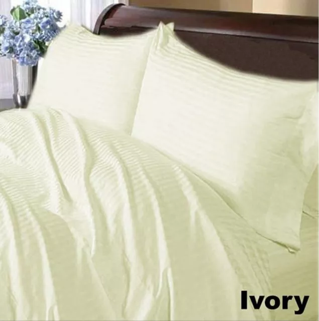 Egyptian Cotton 1000 TC Pretty Bedding Items Ivory Striped Select Item & Size