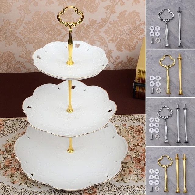 Soporte para plato de frutas cupcakes caña de montaje de aleación de zinc bandeja estante para boda práctico