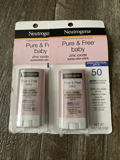 Neutrogena Pure & Free Baby Zinc Oxide Sunscreen Stick - SPF 50 ( .47oz ) 2 Pack