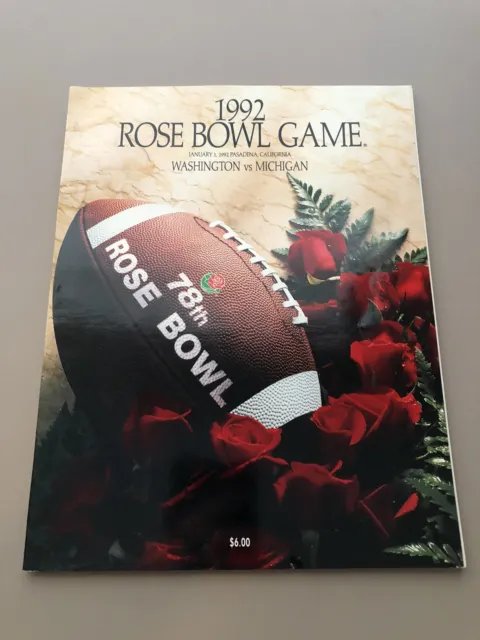 1992 Rose Bowl Game Program - Washington Huskies vs Michigan  Wolverines