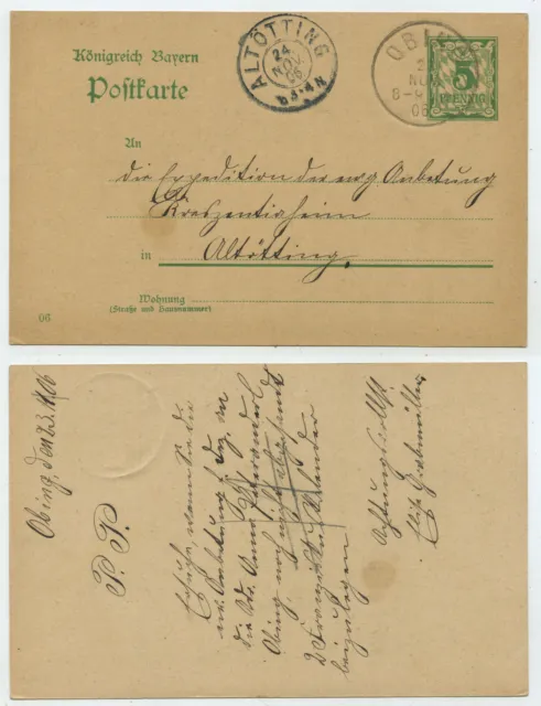 68486 - Ganzsache P 66 (06) - Postkarte - Obing 20.11.1906 nach Altötting