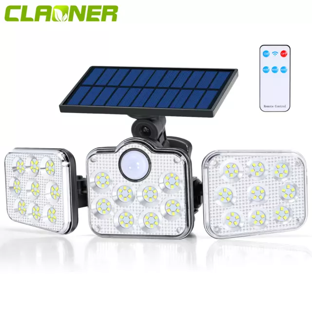 138 LED Solarleuchte Fluter mit Bewegungsmelder Solarlampe Außen Garten Strahler