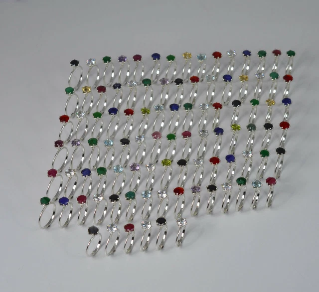 Wholesale 96Pc 925 Sterling Silver Cut Green Peridot Mix Ring Lot A353