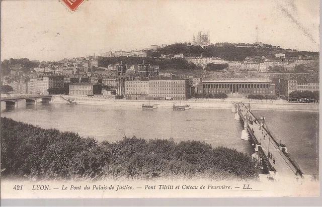 CPA 69 LYON .PONT TILSITT ET COTEAU DE FOURVIERE..ECRITE.EN 1912.TBE. (ref 62)