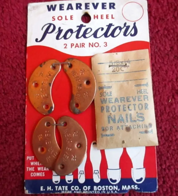 RARE 1950's Merchandise Card~Sole/Heel "WEAREVER PROTECTORS"~Shoes~TATE Co~