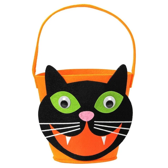 Halloween Candy-Tasche Con Katzen-Motiv Trick Or Treat Cestino Kitty Cesto IN