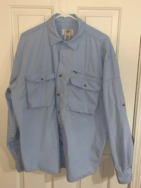 MEN'S LL BEAN Vented Fly Fishing Shirt Button Front Lightweight Blue Size  Large $9.99 - PicClick