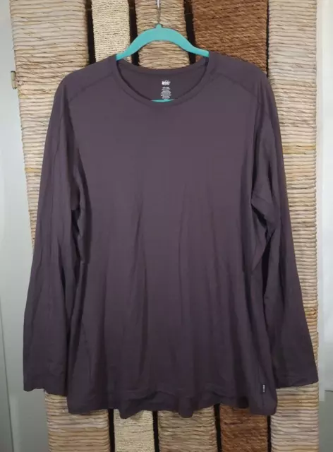 REI Co-Op Women's 1X Merino 185 Long Sleeve Wool Base Layer Purple Crew Outdoors