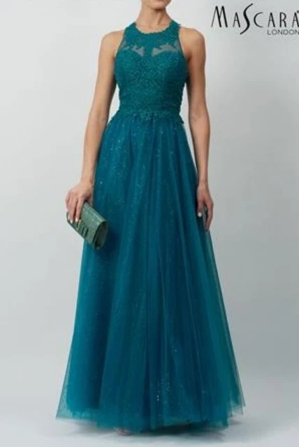 Mascara Mc120134 size 4 petrol blue Evening dress sparkle tulle BNWT