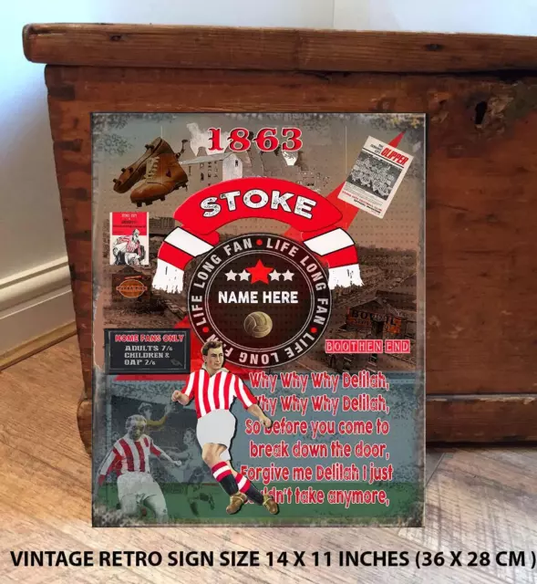 PERSONALISED STOKE CITY NO1 FAN  FOOTBALL Vintage  Metal Wall Sign RS512