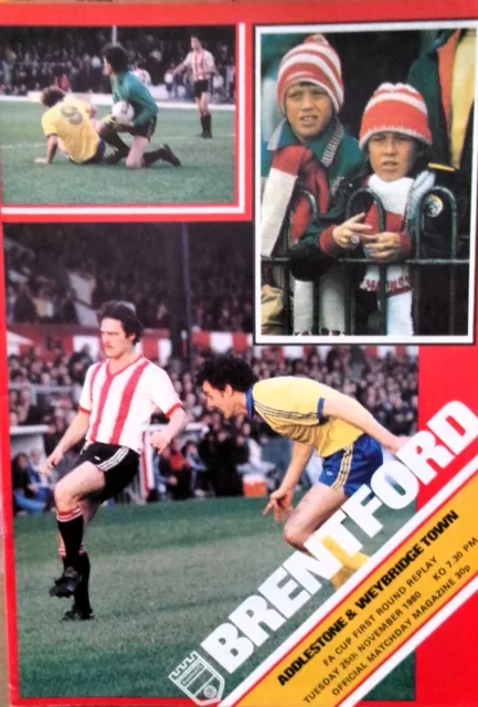 Brentford V Addlestone & Weybridge Town 25/11/1980 Fa Cup - 1St Round Replay