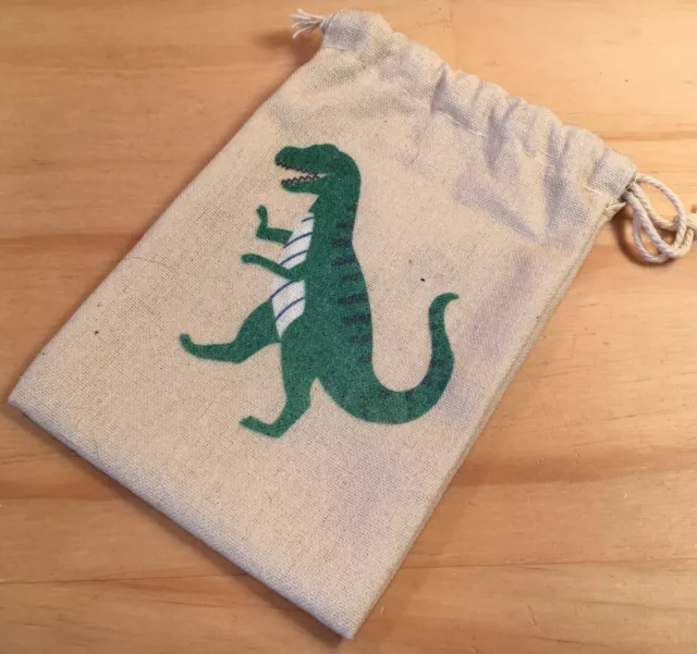 T-REX DINOSAUR “Green” Awesome Little Kids Drawstring Bag Fabric Gift Bag Pouch