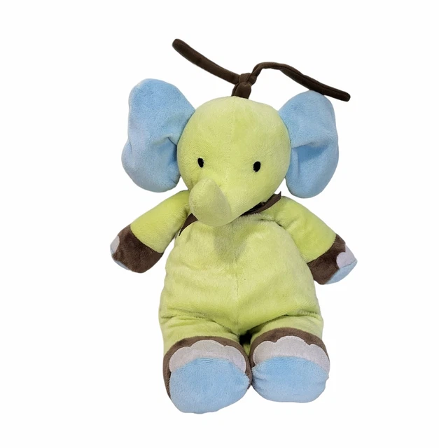 Carter's Musical Elephant Plush Crib Pull Green Blue  Rock a Bye Baby 12" Toy