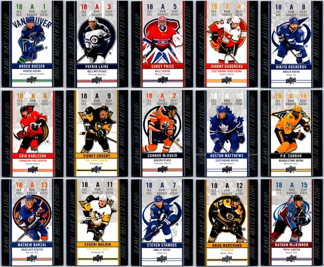 2018-19 UD TIM HORTONS GAME DAY ACTION COMPLETE 15 Hockey CARD Insert Set BV