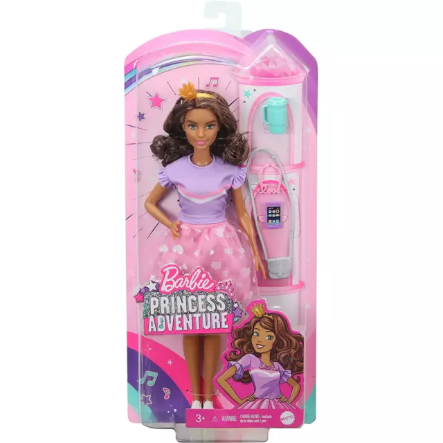 Barbie Princess Adventure Fantasy Doll Curly Brown Hair Pink Skirt New