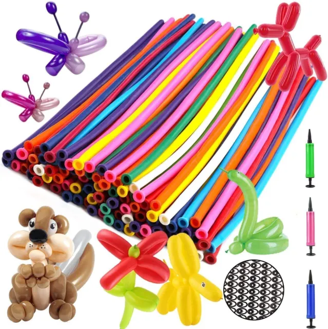 Balloon Animals Kit Twisting Balloons (100Pcs) with Unbreakable Air Pump - 260Q