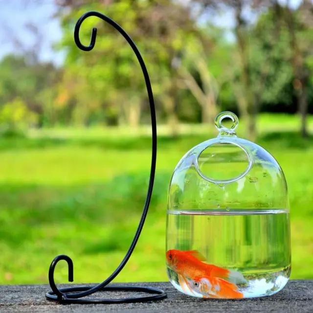 Decorations Hanging Mini Fish Tank With Stand Glass Transparent Fish Tank Vase