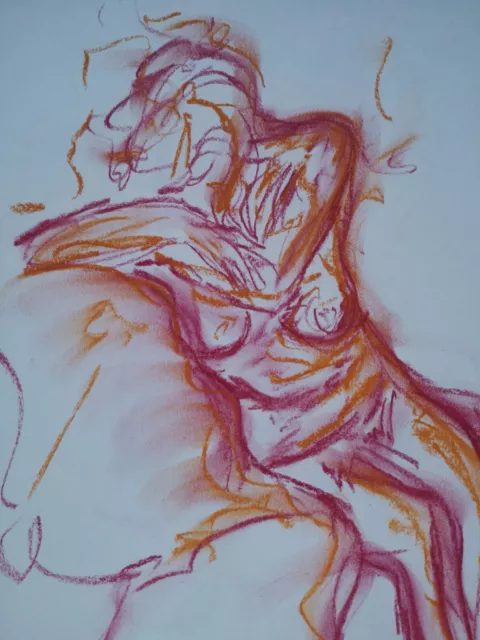 Female Abstract Pastel Art Drawing A4 Size. Life Drawing Study