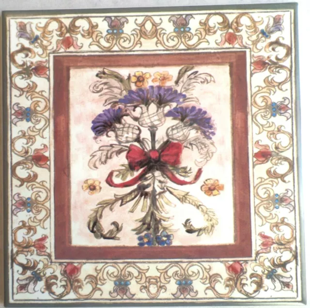 Rare Pretty Design Old Fashion Victorian Bouquet Ceramic Tile 6" x 6"