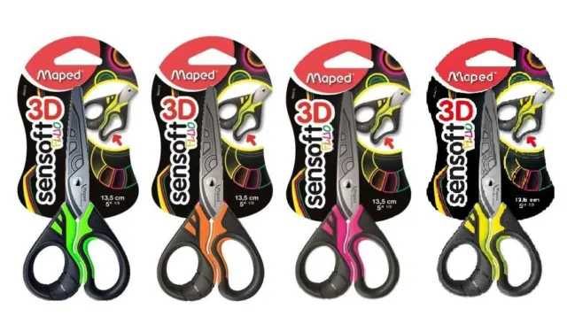 Maped Sensoft 3D Fluo Scissors - Stainless Steel - 13.5cm / 5.3" - Ass Colours