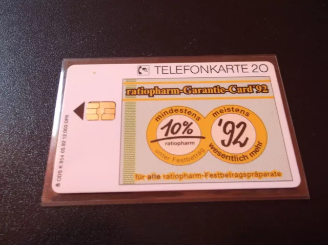 K 954/92 Telefonkarte Ratiopharm  sauber gebraucht Aufl.12000