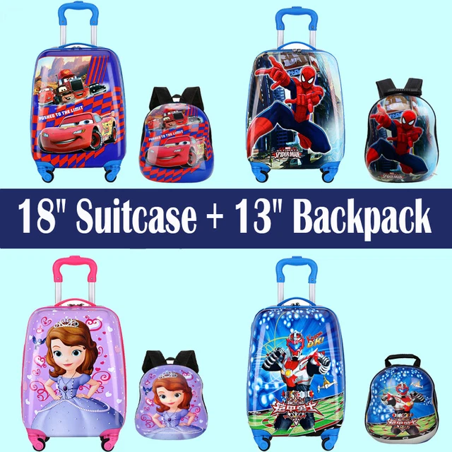 2PC Kids Luggage Set Children 18"Suitcase+13"Backpack Carry On Bag Travel Carry