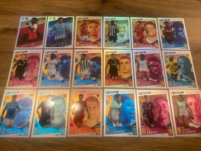 Topps Match Attax EXTRA CL 2023/2024, 18 EXTREME Limited Edition, Complete Set