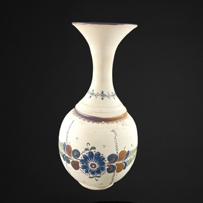 Vintage Mexican Tonala Talavera Vase Flower Deco 10.5