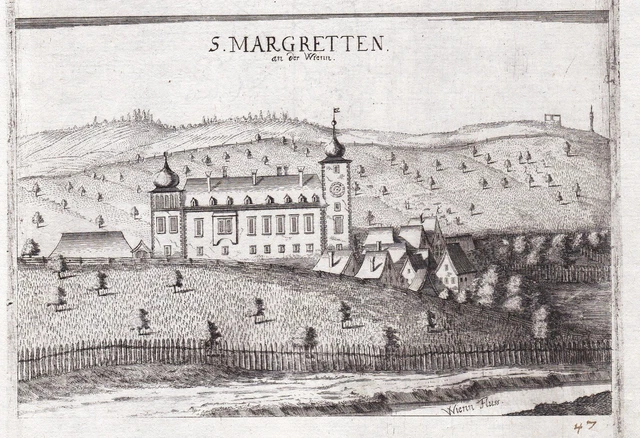 Margareten Vienna Austria Vista Incisione Stampa Antica Vischer 1672