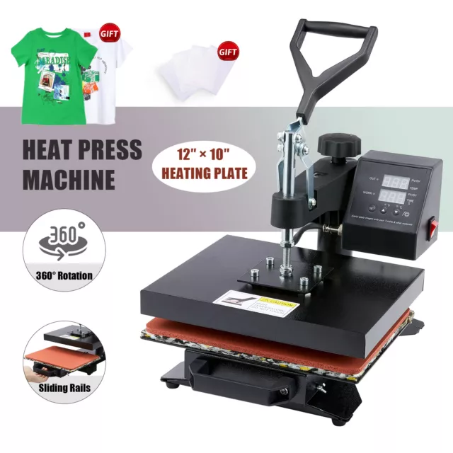 360 Swing-Away Heat Press Machine 900W T Shirt Press w 12x10in Heat Pad More
