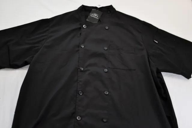 men's Chef code top size 4XL black long sleeve double button pockets cotton poly