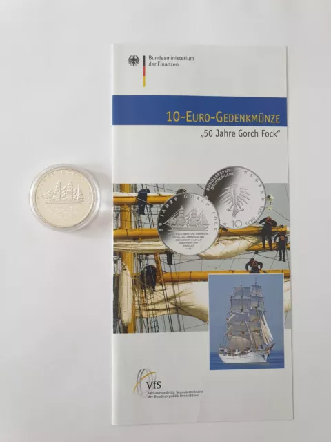 10 Euro Silbermünze Deutschland 2008, Segelschulschiff Gorch Fock, PP OVP Folder