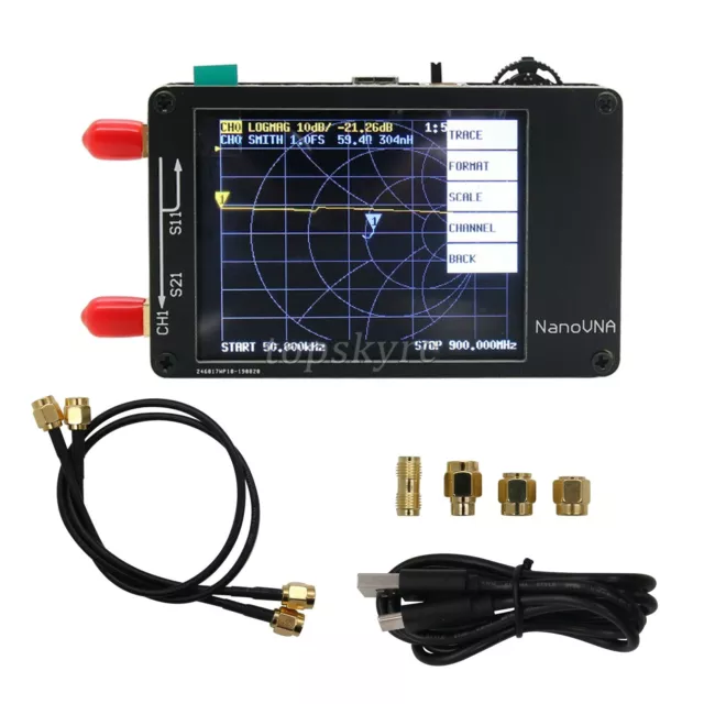 50KHz-900MHz Vector Network Analyzer Kit MF HF VHF UHF Antenna Analyzer 2.8" top