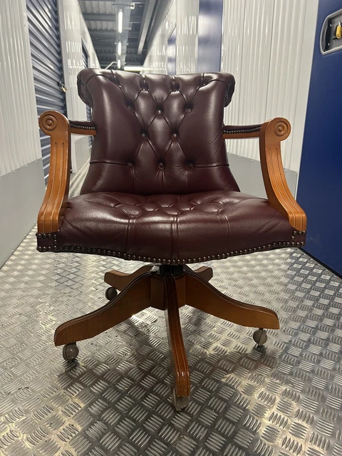 CHESTERFIELD BURGUNDY LEATHER Admiral Desk Chair 250.00 PicClick UK