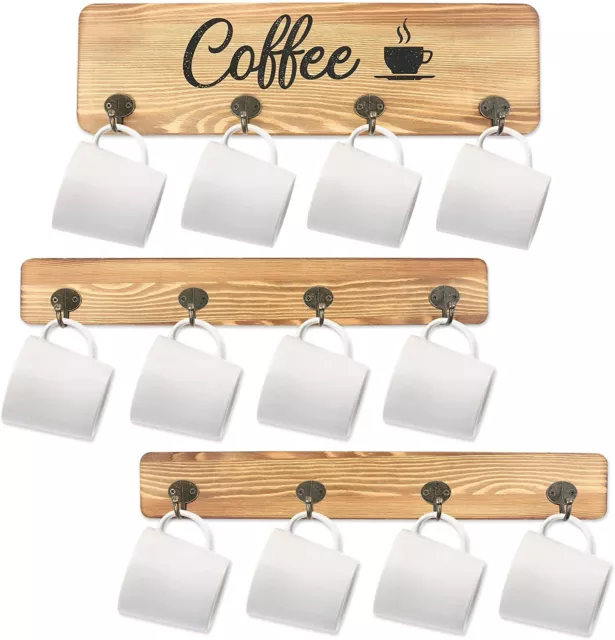 Under Shelf Coffee Cup Mug Holder Hanger Storage Rack Cabinet 12 Hooks Kitchen