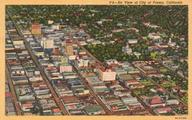 Postcard CA City of Fresno Aerial View Unposted 1939 Linen Vintage PC G6688