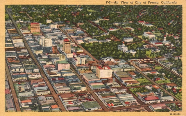 Postcard CA City of Fresno Aerial View Unposted 1939 Linen Vintage PC G6688