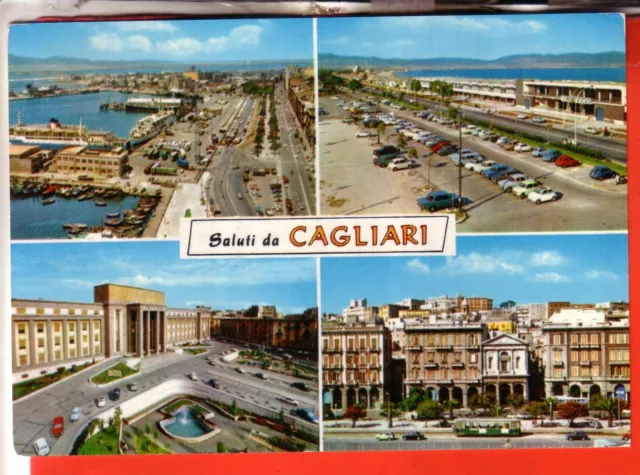 Cartolina  Cagliari  Citta'   Viaggiata 1970  Saluti 4 Vedute  Regalo