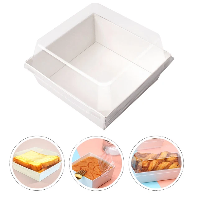Caja de pasteles mini contenedores de alimentos recipiente de postre plástico blanco