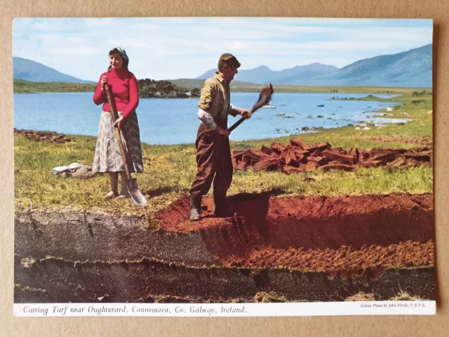 CONNEMARA Cutting Turf near Oughterard Co Galway Vintage Postcard (Ireland)
