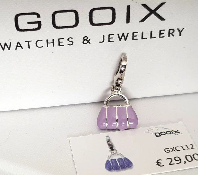 GOOIX Silber 925 Charm Charms Anhänger Tasche Handtasche small Flieder NEU 38